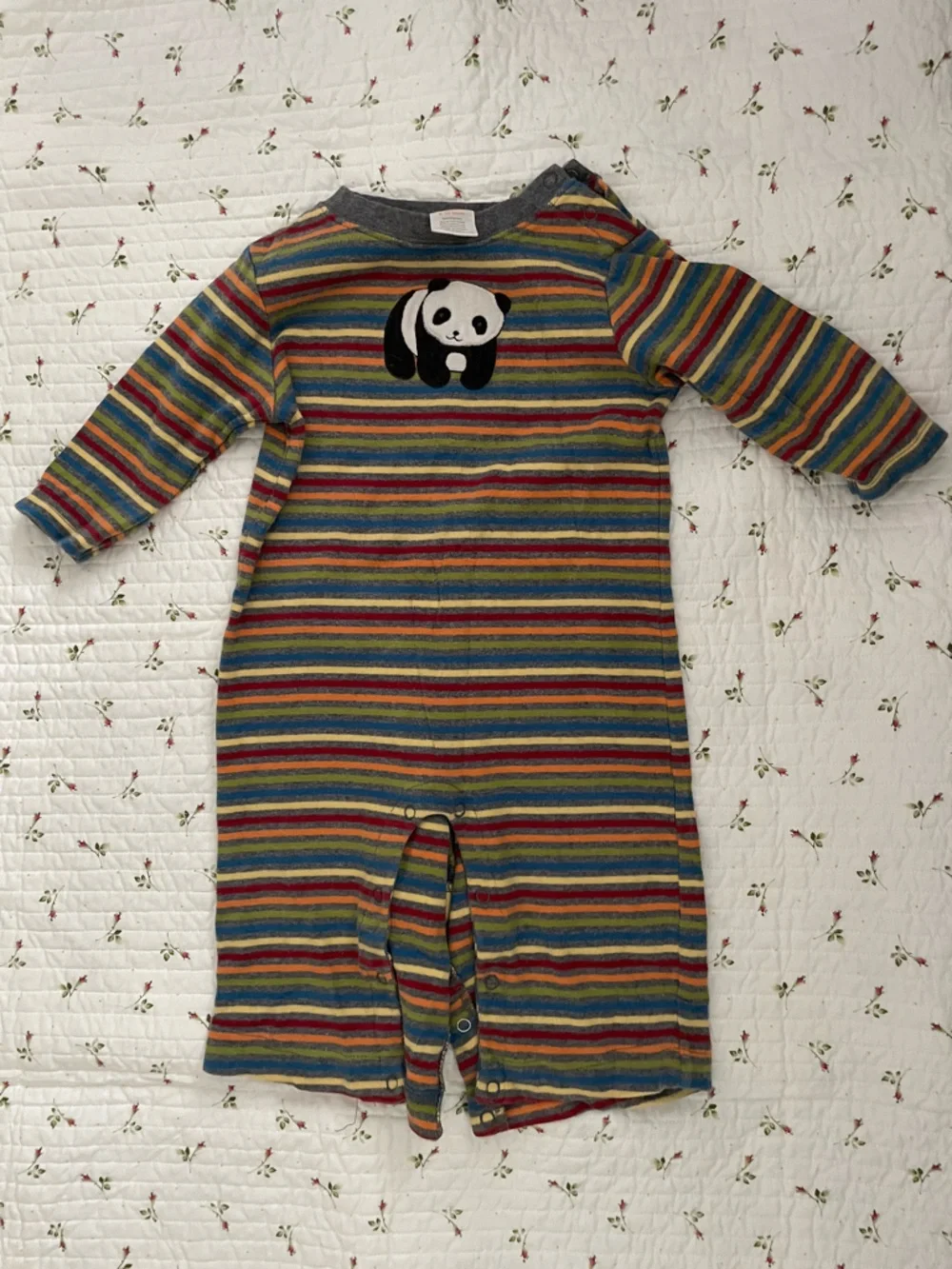 Gymboree Multicolor Striped Footie with Panda Patch